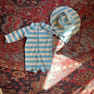 Hanna Anderson baby swimsuit and hat